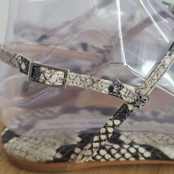 Saks Fifth Avenue Snake Skin Effect Leather Slingback Flat Sandals Size 5.5 - Picture 5 of 10